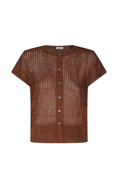 cardigan a coste donna marrone ROBERTO COLLINA | 261FXA3704255